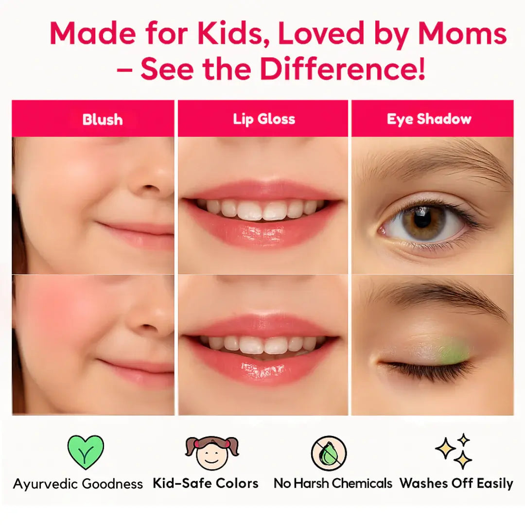Ayurvedic Kids Makeup Kit – Blush, Lip Gloss & Eyeshadow (46% Off!)