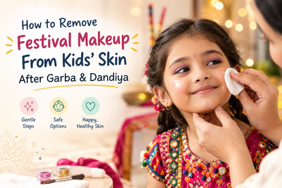 a mom removing her kid's makeup