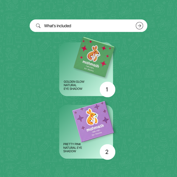 Two eye shadow packages with packaging designs on a green background