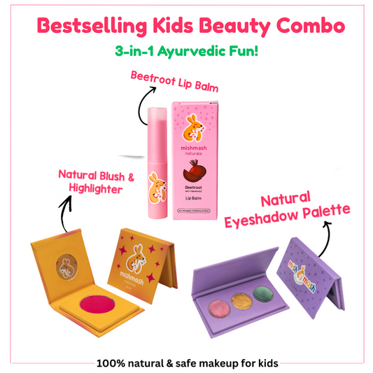 Ayurvedic Beauty Trio - Blush, Lip Balm & 3 Eye Shadow Colors for Eyes, Cheeks & Lips (46% off)