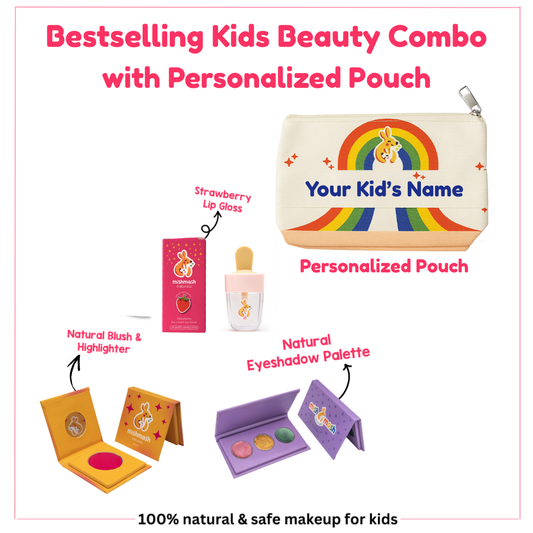 Ayurvedic Kids Makeup Kit – Blush, Lip Gloss & Eyeshadow (46% Off!) with Personalized Pouch