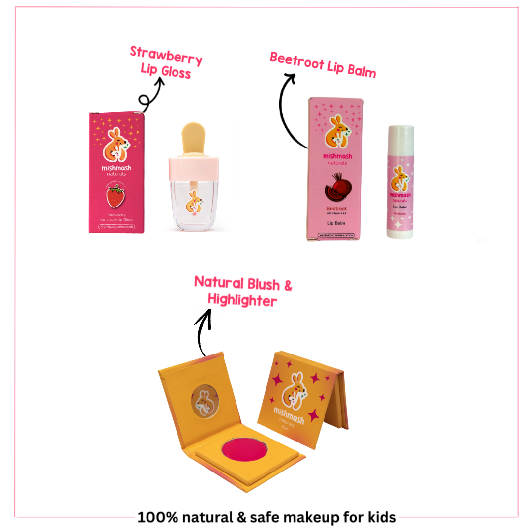 Ayurvedic Glam Set for Kids - Natural Blush, Lip Balm & Gloss